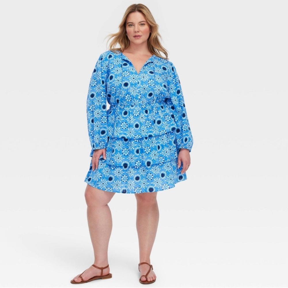 Roller Rabbit x Target Blue Floral Mini Dress Plus Size